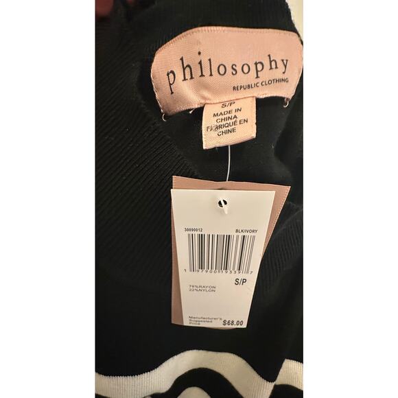 Philosophy Mock Neck Short Sleeve Striped Sweater Shirt Small - Picture 8 of 8